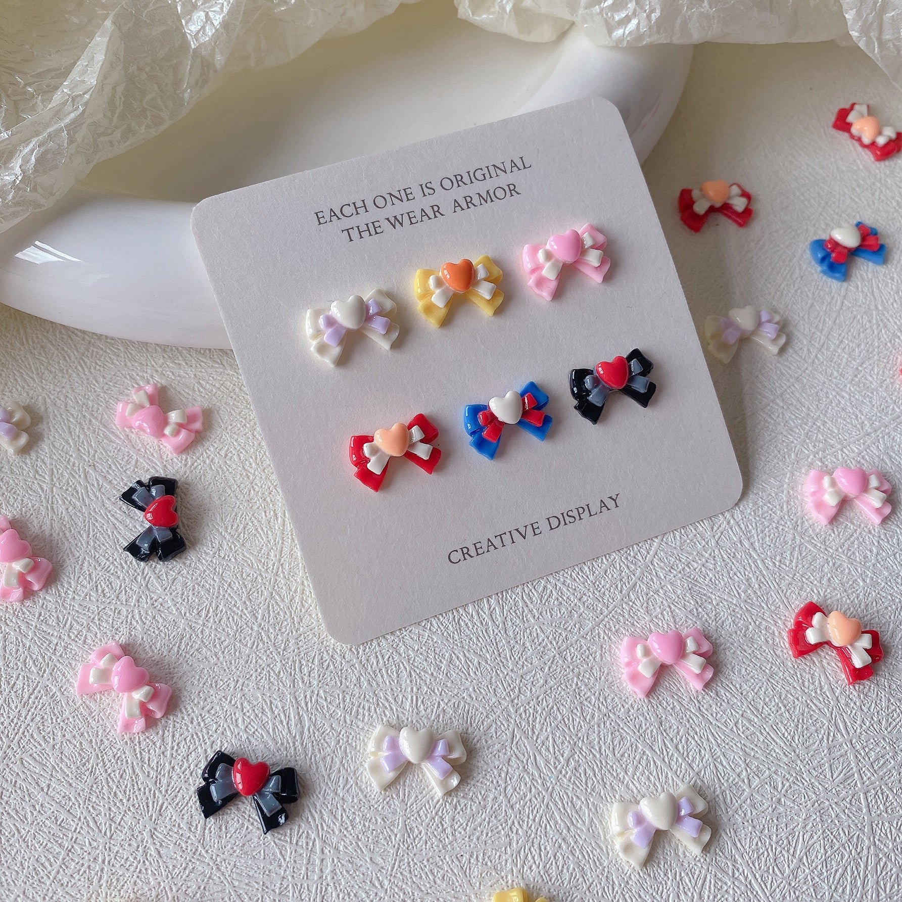 Wholesale 10PCS/Pack Double Bow Nail DIY Resin Decoration